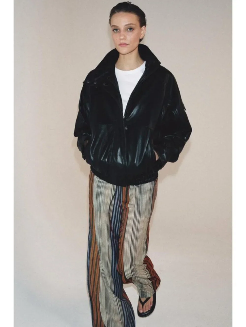 ZARA ZW COLLECTION STRIPED PAJAMA PANTS